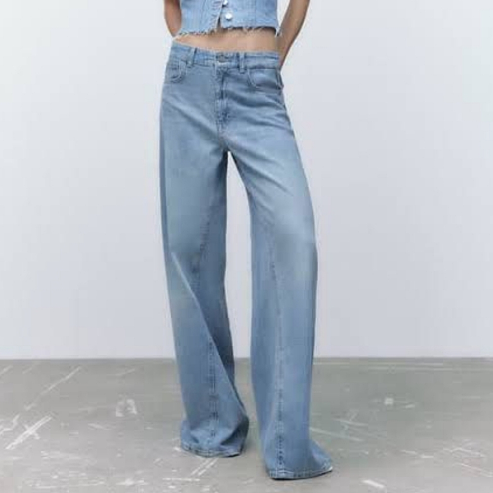 Nwt Zara Wide Leg Jeans Blue Size 0/32